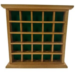 Golf Ball Display Case Oak 25 Slots Balls Brown Wood Holder Rack Green Felt